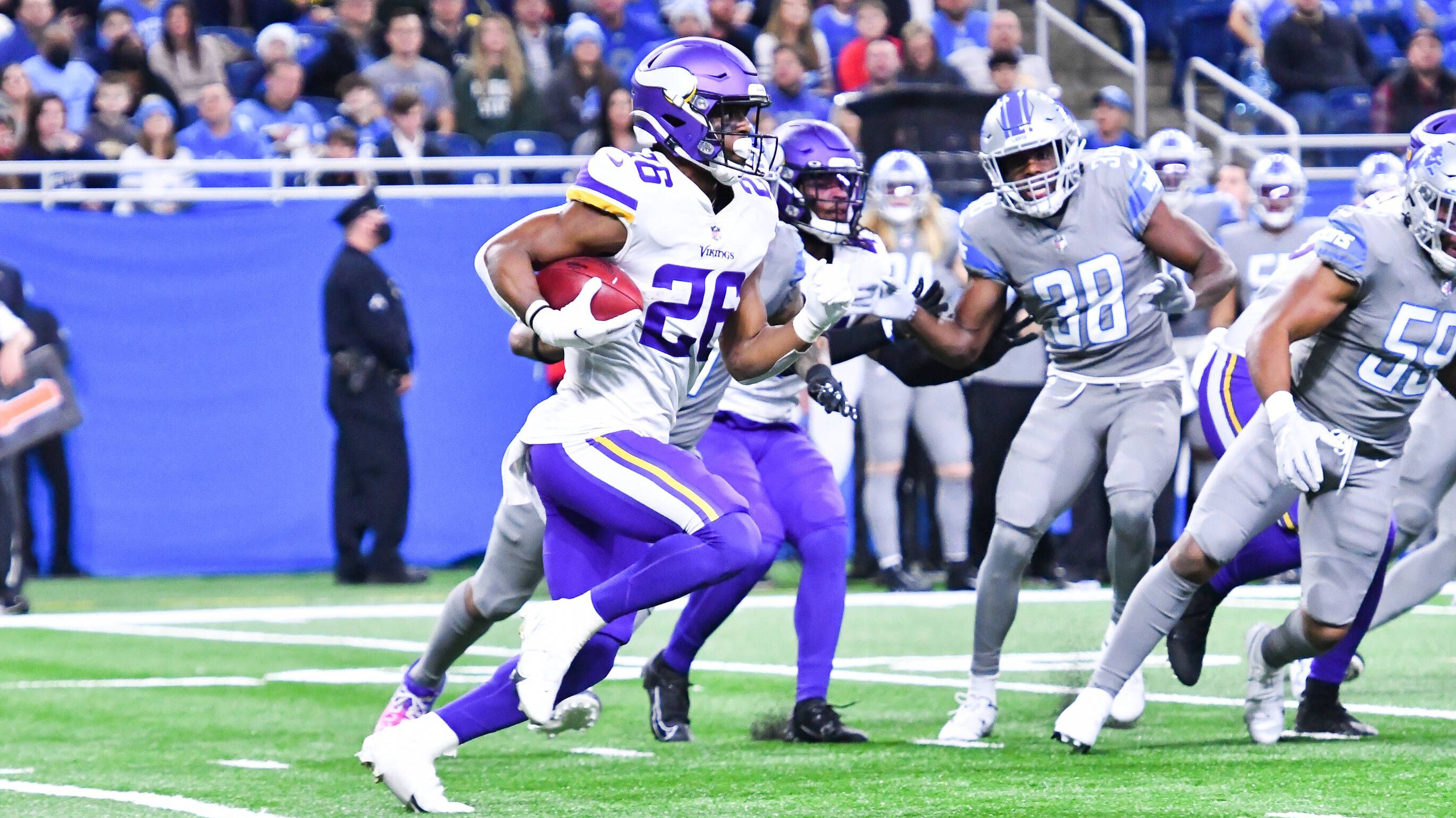 <strong>Platz 17 (geteilt): Minnesota Vikings - 7,6 Millionen US-Dollar</strong><br>Anzahl der Spieler: 5<br>Top-Verdiener: Aaron Jones - 3,5 Millionen US-Dollar<br>Durchschnitts-Cap-Space pro Spieler: 1,5 Millionen US-Dollar<br>Prozentualer Anteil der&nbsp;Running Backs am Cap Space: 2,89%