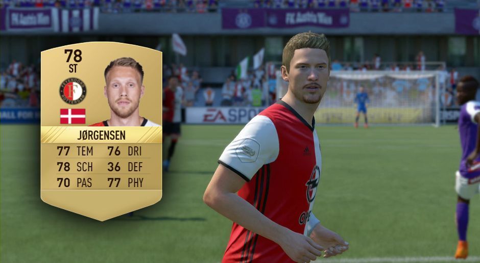 
                <strong>Nicolai Jörgensen – Eredivisie (Niederlande)</strong><br>
                Der Däne hätte in FIFA 17 wohl einige Punkte mehr als seine 78 verdient. Schließlich schießt nicht jeder Kicker 21 Tore in der Eredivisie.
              