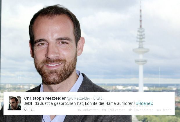 
                <strong>Christoph Metzelder (Ehemaliger Fußball-Profi)</strong><br>
                Der frühere Verteidiger via twitter: "Jetzt, da Justitia gesprochen hat, könnte die Hähme aufhören! #Hoeness"
              