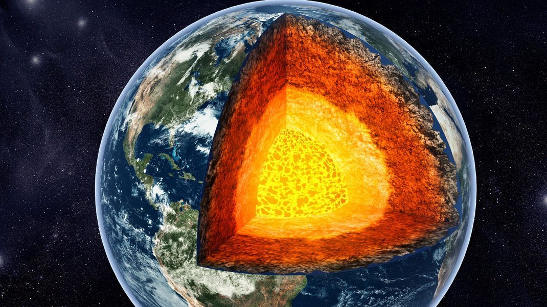 Tief im Inneren der Erde soll der Erdkern ein "Leck" haben - dadurch soll das Isotop Helium-3 an die Oberfläche gelangt sein.