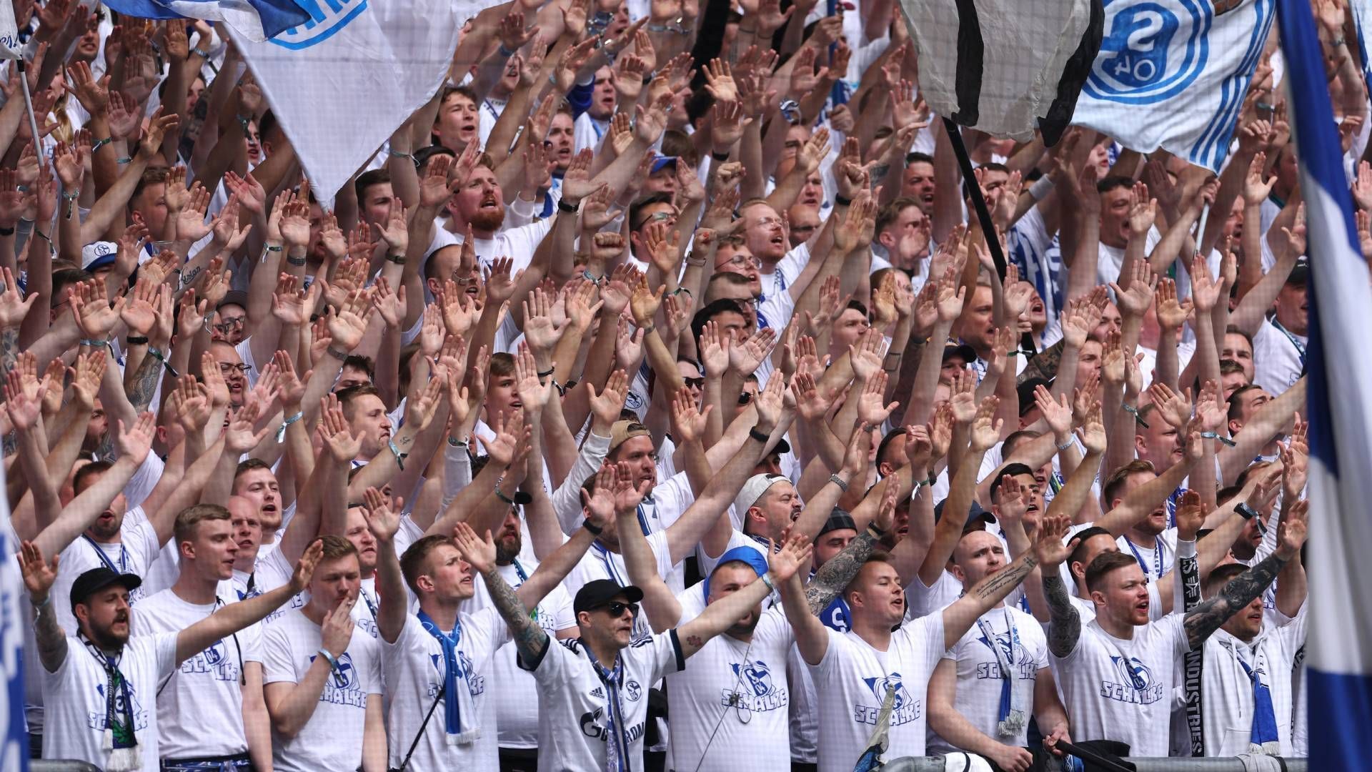 
                <strong>Schalke-Fans sorgen für tolle Bilder</strong><br>
                Die Schalker Fans sorgen für tolle Bilder. Unterrang ganz in Weiß, Oberrang ganz in Blau - die Anhänger stehen voll und ganz hinter ihrem Klub. 
              
