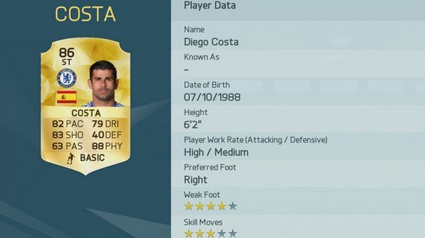 
                <strong>Diego Costa</strong><br>
                Spielerwert: 86 (+/-0) - Diego Costa. Vorheriger Gesamtwert: 86.
              