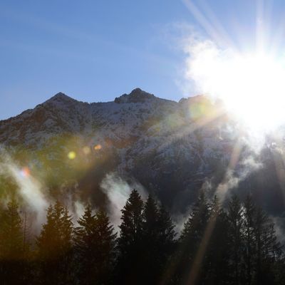 Morgennebel am Karwendelgebirge