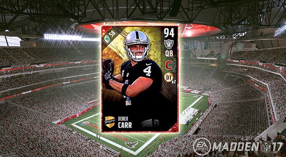 
                <strong>Quarterback: Derek Carr</strong><br>
                Quarterback: Derek CarrTeam: Oakland RaidersGesamt-Stärke: 94
              