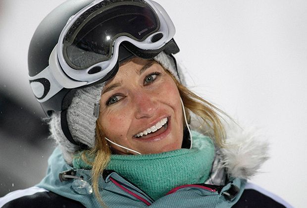 
                <strong>Gretchen Bleiler (USA)</strong><br>
                Auch mit Helm und Snowboard macht Grechten Bleiler eine gute Figur
              