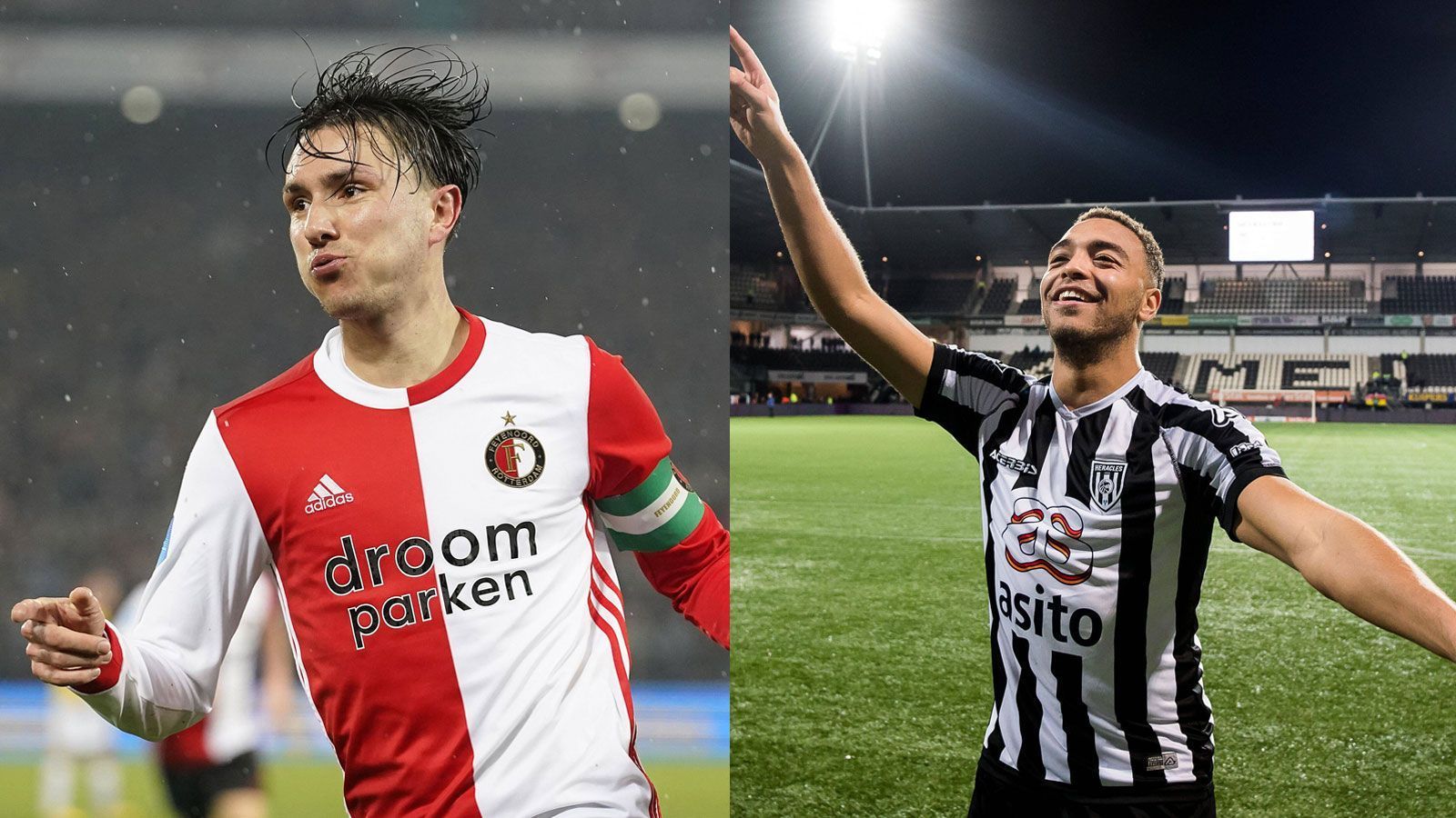 
                <strong>Eredivisie</strong><br>
                Steven Berghuis (Feyenoord Rotterdam, li., erstmals Torschützenkönig) und Cyriel Dessers (Heracles Almelo, re., erstmals Torschützenkönig)Berghuis: 15 Tore in 24 SaisonspielenDessers: 15 Tore in 26 Saisonspielen
              
