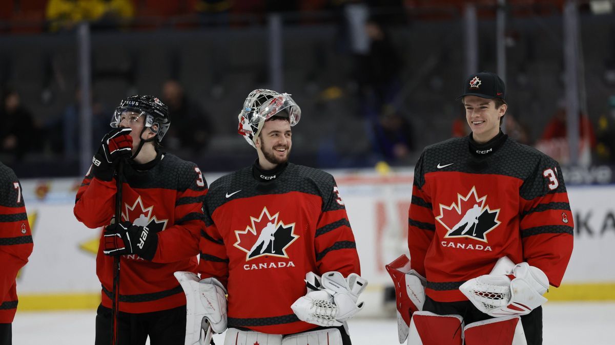 Canada s Mathis Rousseau and Samuel St-hilaire during the IIHF World Junior Championship group A Ice hockey, Eishockey match between Canada and Germany at Scandinavium in Gothenburg, Sweden Decembe...