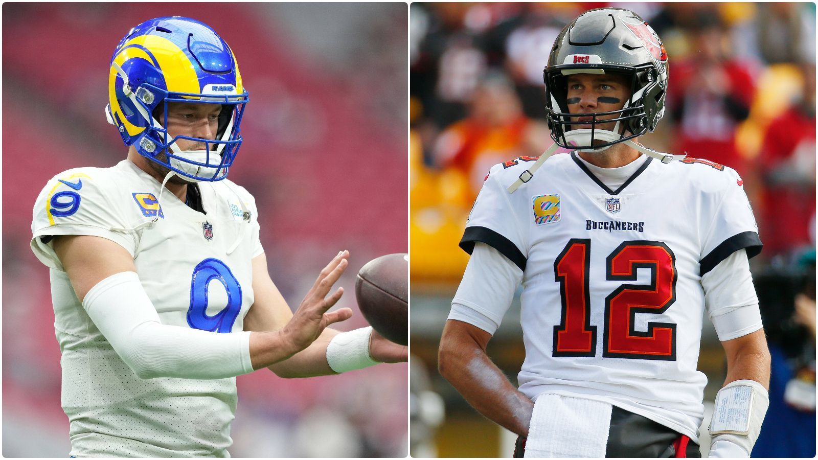 
                <strong>Los Angeles Rams at Tampa Bay Buccaneers, Stafford vs. Brady: Wessen Krise endet in Week 9?</strong><br>
                Mit den Tampa Bay Buccaneers und den Los Angeles Rams treffen am Sonntagabend (ab 22:20 Uhr live auf ProSieben und ran.de) zwei Sorgenkinder der NFL aufeinander. Die Rams verloren drei der vergangenen fünf Partien, die Bucs waren zuletzt sogar drei Mal in Folge unterlegen. Womit ist im direkten Duell der kriselnden Teams zu rechnen? Wo liegen die Probleme und was macht Hoffnung? ran klärt in der Galerie auf.
              