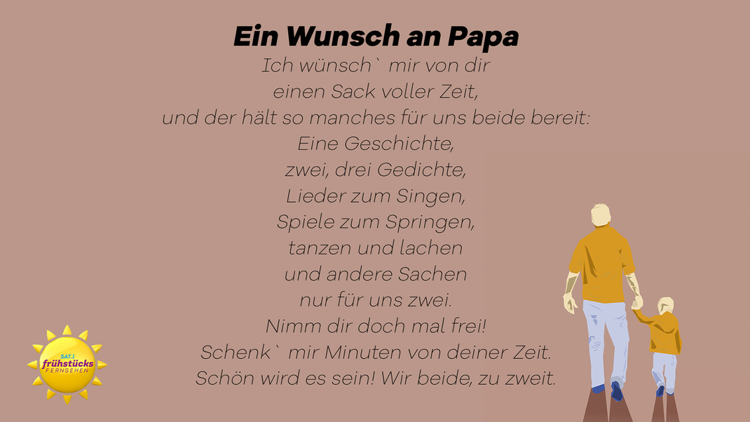 Ein Gedicht zum Vatertag - sende dieses Bild an deinen Papa, wenn ihr mehr Zeit zusammen verbringen solltet.