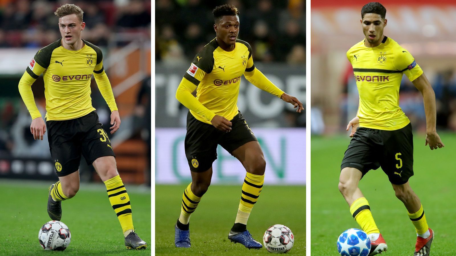 
                <strong>Jacob Brunn Larsen, Axel Zagadou, Achraf Hakimi (Borussia Dortmund)</strong><br>
                Die Borussia ist bekannt dafür, auf junge Talente zu setzen. Die Riege an Jungstars ist auch hinter Sancho exzellent besetzt: Jacob Brunn Larsen (18) wurde in der Nachwuchsabteilung des BVB ausgebildet, kam unter Favre in dieser Saison schon auf 23 Pflichtspieleinsätze. Innenverteidiger Axel Zagadou (19) und Real Leih-Spieler Achraf Hakimi (20) gehören in der Verteidigung zu den Leistungsträgern.
              