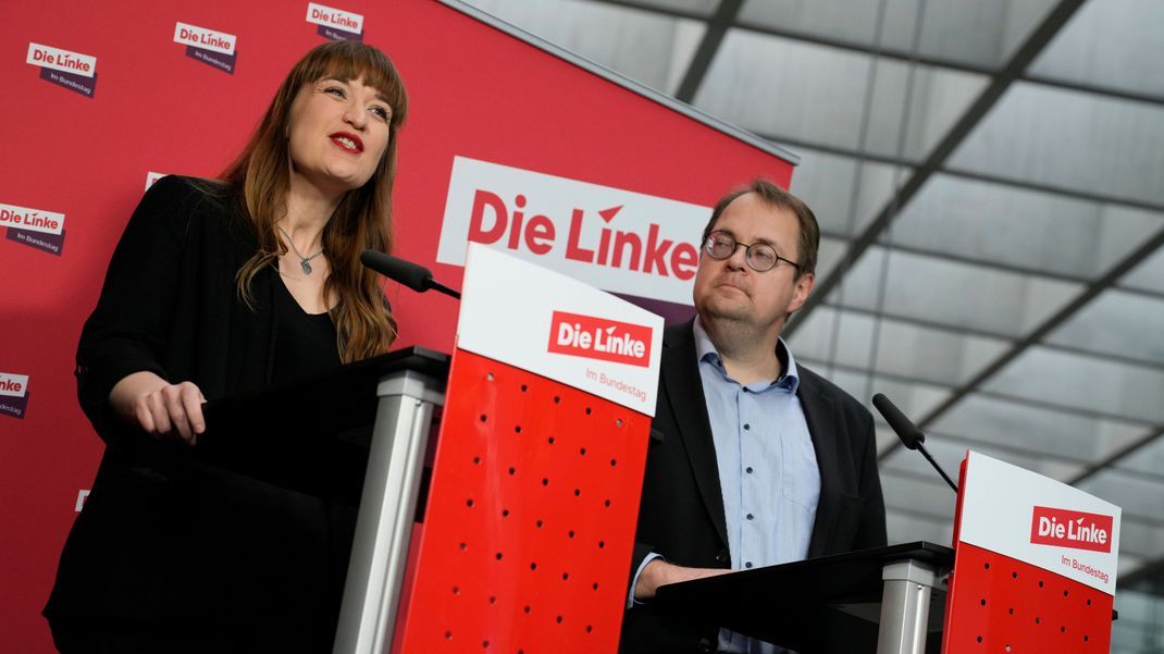 Vorsitzende der Gruppe Die Linke, Heidi Reichinnek und Sören Pellmann.