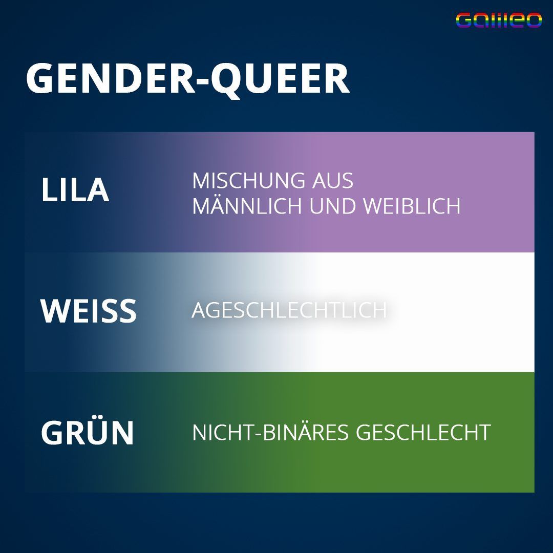 Das bedeuten die Farben der Gender-queer-Flagge.