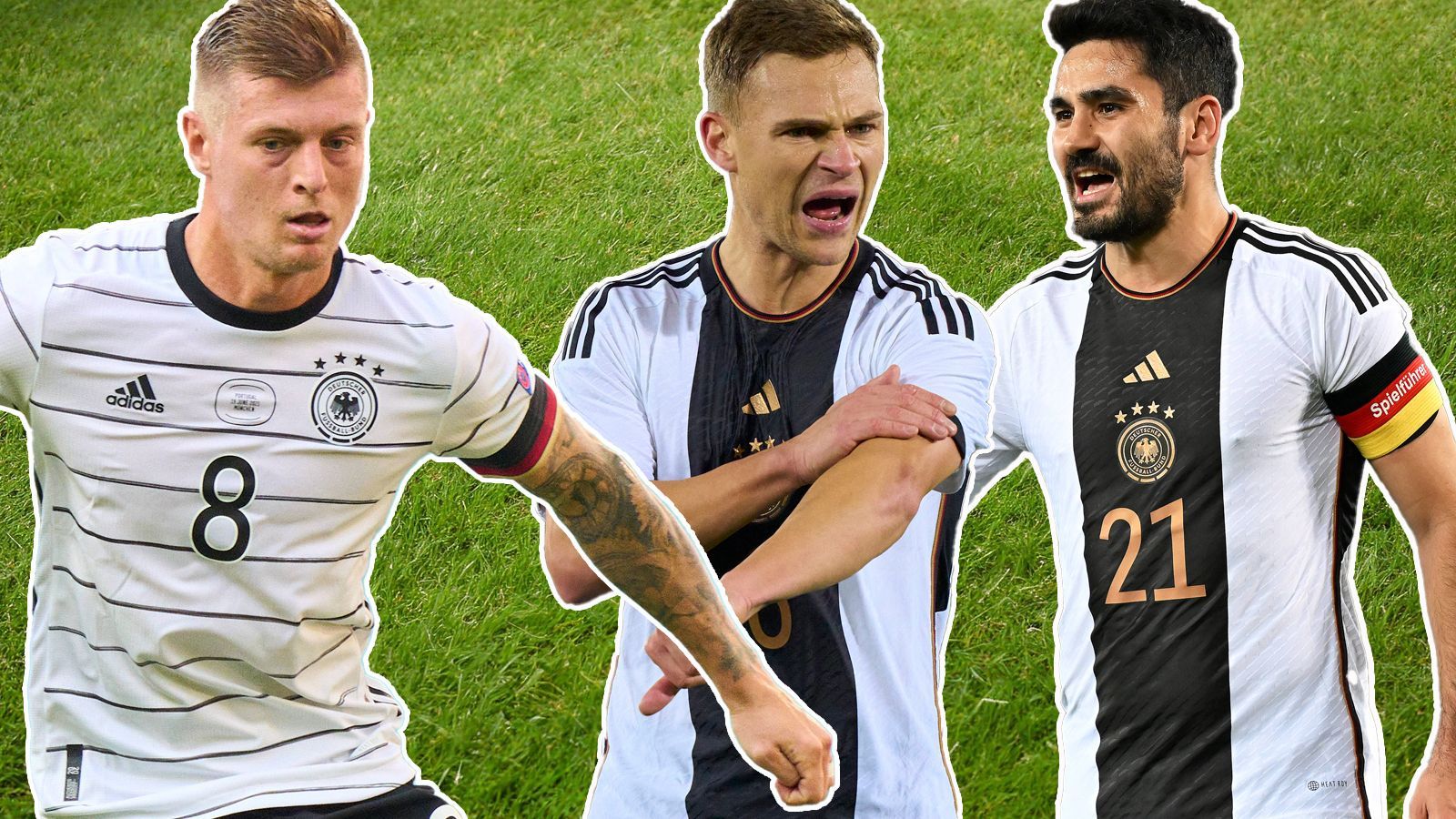 <strong>Toni Kroos gibt sein Comeback im DFB-Team</strong><br>Der Weltmeister von 2014 kehrt drei Jahre nach seinem Rücktritt zurück. Aber wo könnte er spielen? Und welche Auswirkungen hat Kroos' Rückkehr auf andere Spieler wie Joshua Kimmich und Ilkay Gündogan? <em><strong>ran</strong></em> hat das DFB-Team aufgestellt, so wie es im 1. Gruppenspiel der EM gegen Schottland spielen sollte.