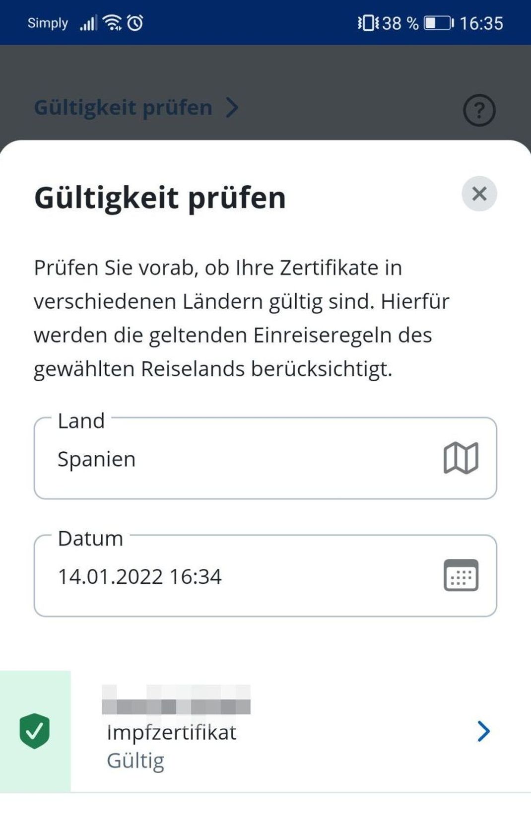 In der CovPass-App kann man die Gültigkeit des Impfzertifikats für andere Länder prüfen. 