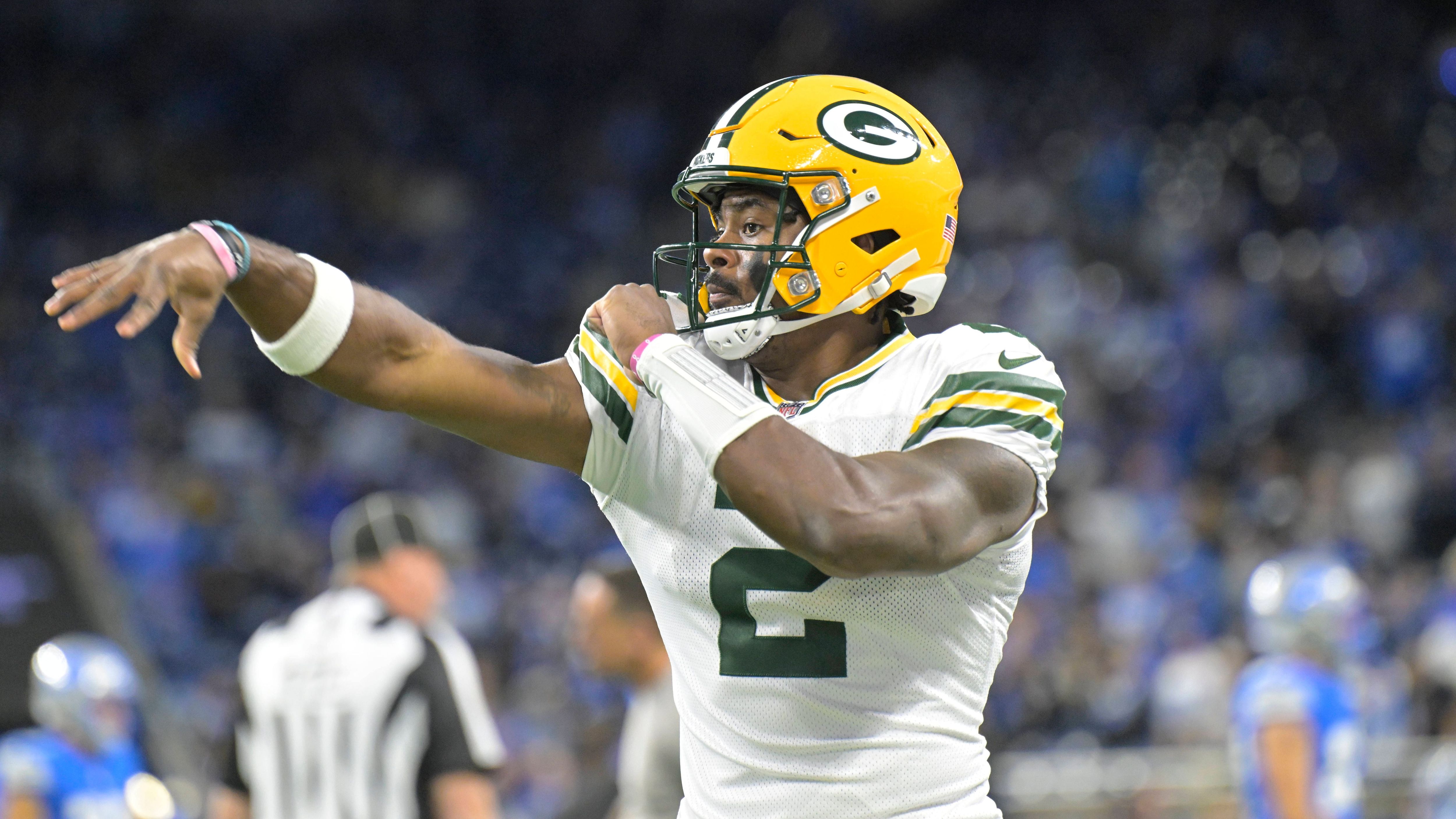 <strong>Platz 15: Malik Willis (Green Bay Packers)</strong><br>Eine positive Sieg-Niederlagen-Bilanz kann nicht jeder Backup-Quarterback aufweisen. Malik Willis hat sie! Fünf Starts, drei Siege. Zwei davon im vergangenen Jahr, als er zweimal Jordan Love bei den Packers ersetzte. Allerdings fanden die beiden Partien gegen die schwachen Titans (drei Saisonsiege) sowie die Indianapolis Colts statt, gegen die Willis für 122 Passing Yards warf.