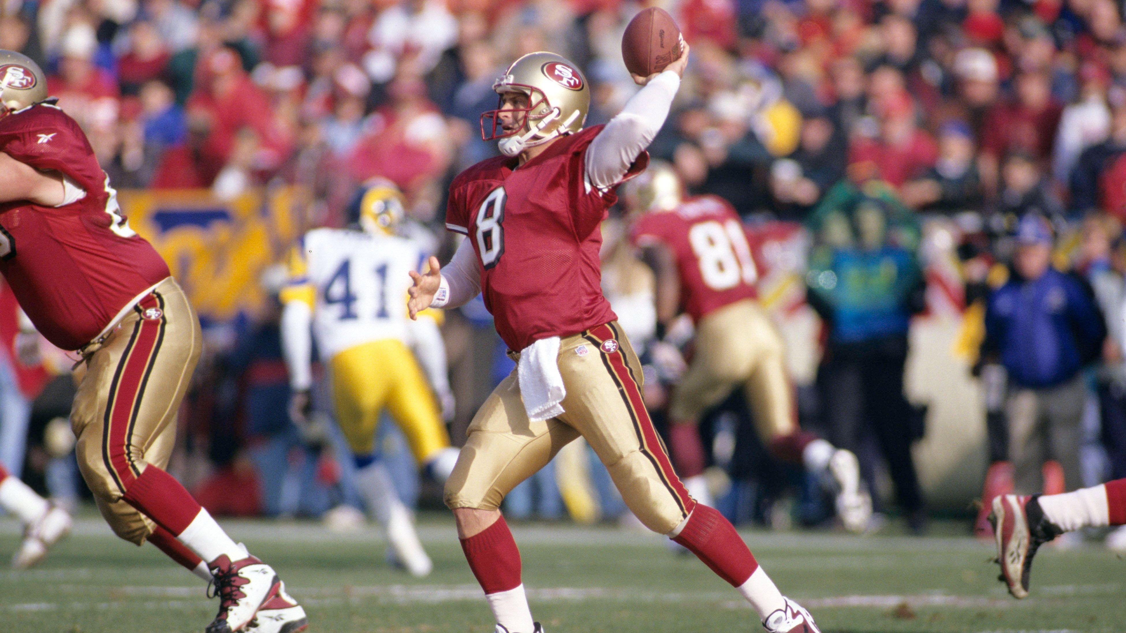 Team: San Francisco 49ers<br>Letzter All-Pro-Quarterback: Steve Young<br>Jahr: 1998