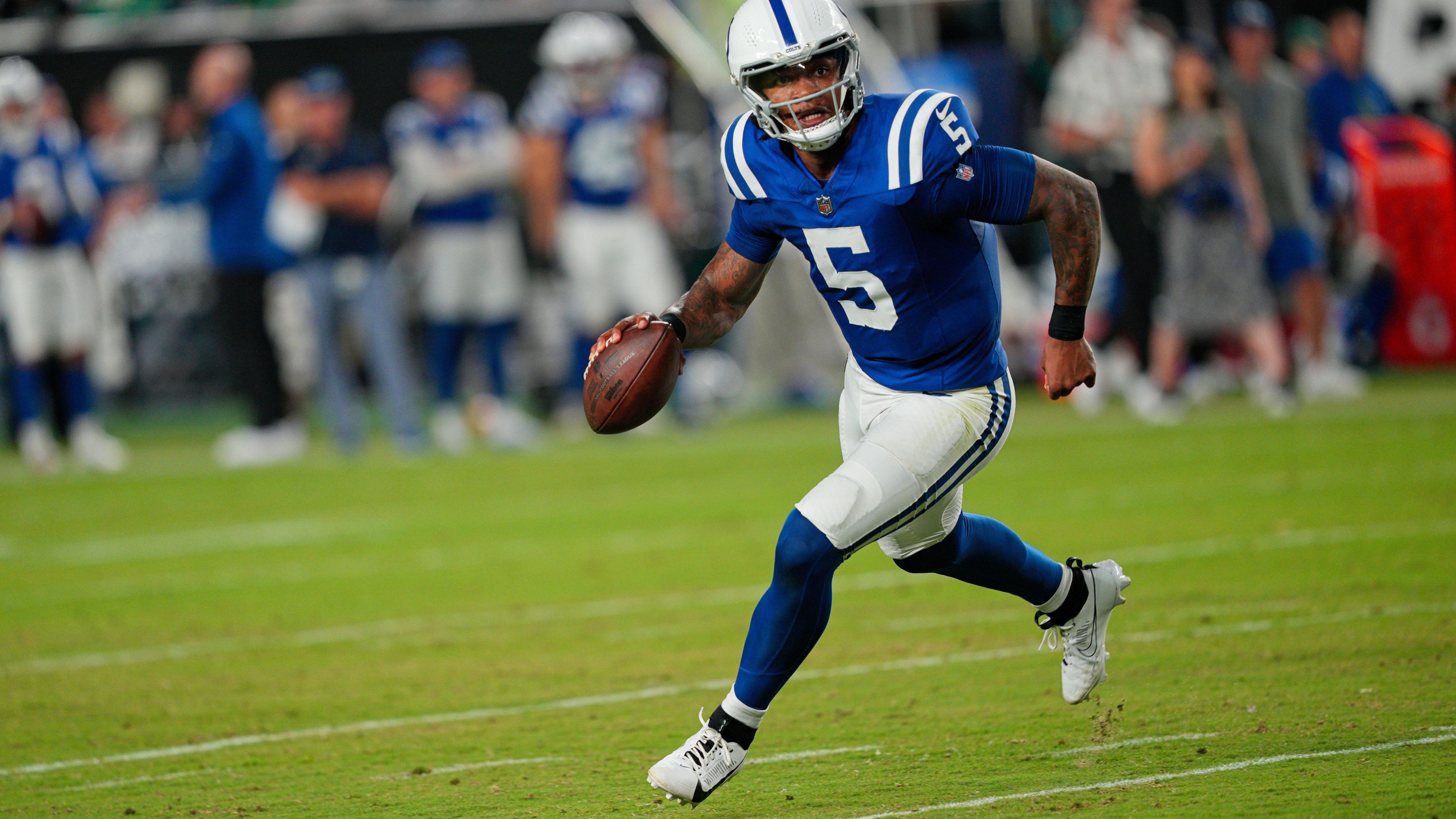 <strong>Anthony Richardson (Indianapolis Colts)</strong><br>Der Rookie konnte sich gegen Gardner Minshew durchsetzen und startet dementsprechend seine erste Saison mit den Indianapolis Colts. Der Nummer vier Pick des Draftes soll endlich Stabilität auf der Quarterback-Position bringen.