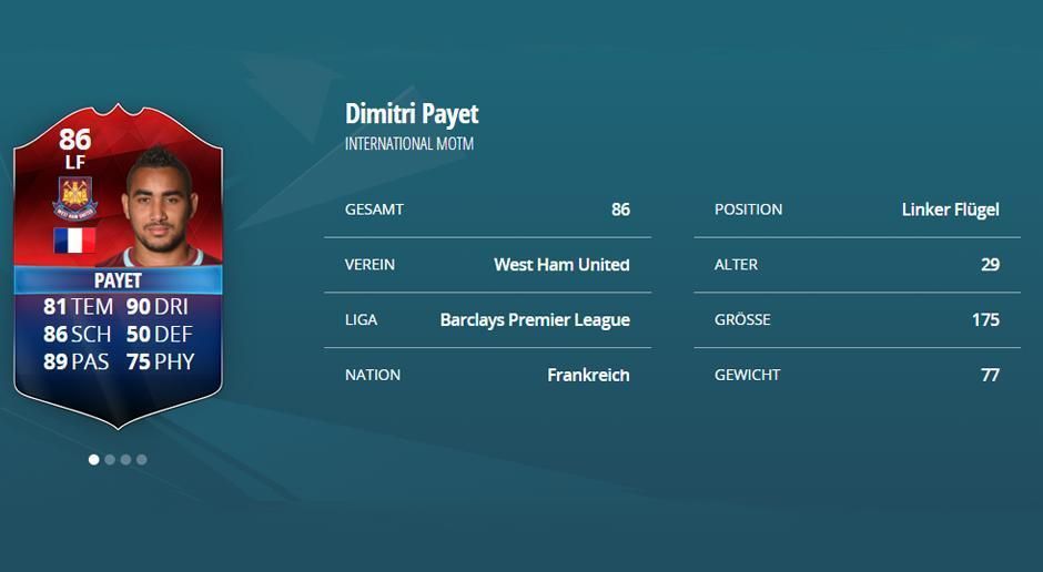 
                <strong>Dimitri Payet (Frankreich): Stärke 86</strong><br>
                Dimitri Payet (Frankreich): Stärke 86
              