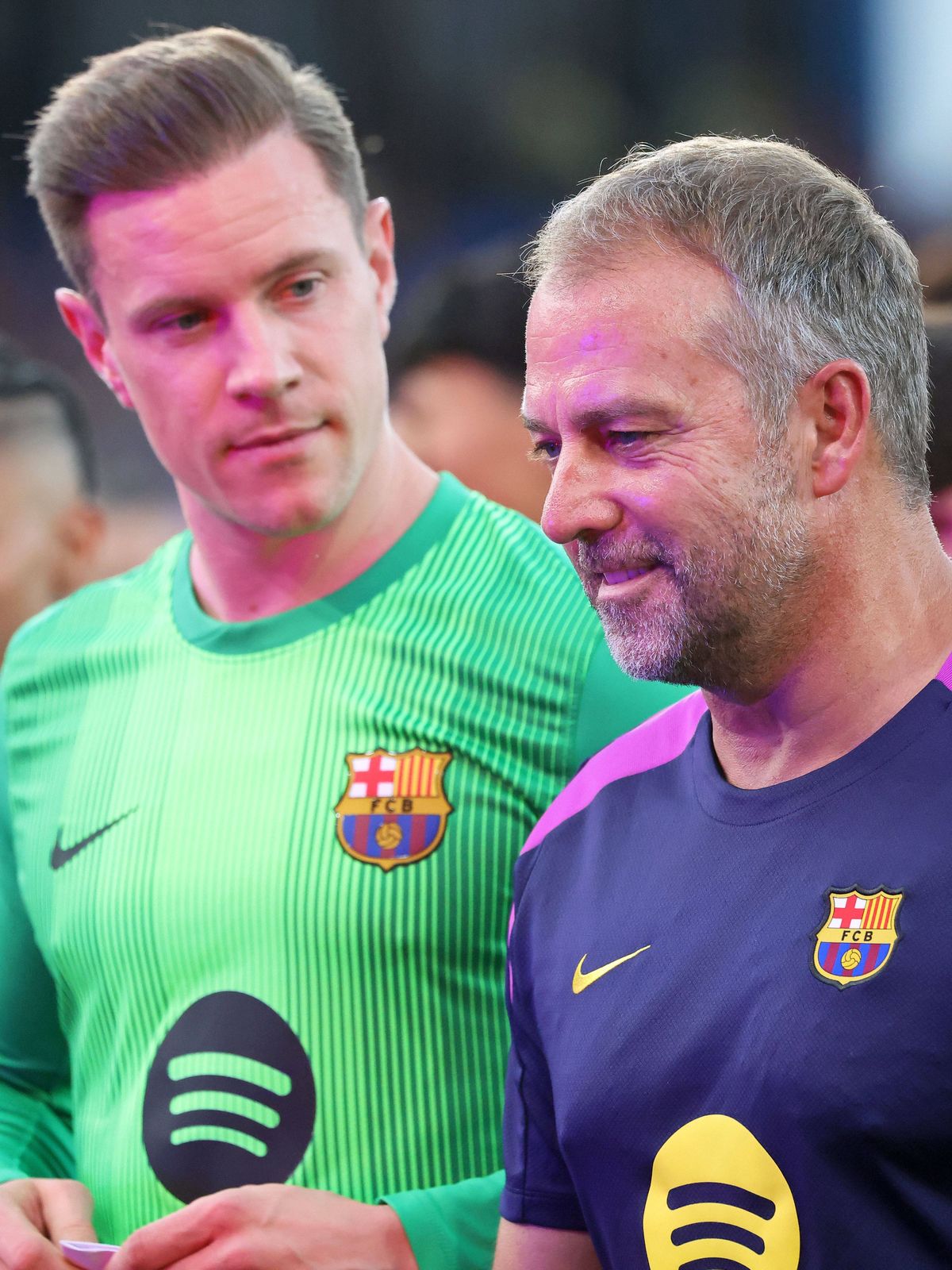 Marc-Andre ter Stegen und Hansi Flick (v.l.)
