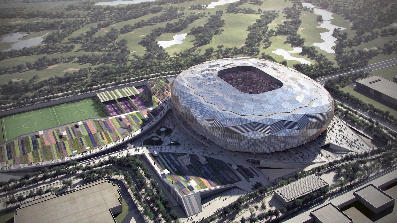 
                <strong>Qatar Foundation Stadium</strong><br>
                Kapazität: 40.000Standort: Al-RayyanFertigstellung: Neubau, Eröffnung 2020
              