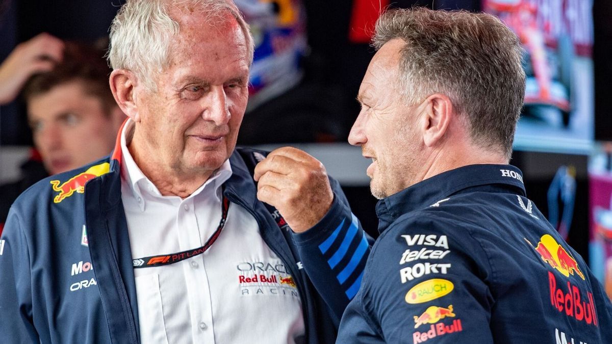Helmut Marko und Christian Horner in der Red-Bull-Garage