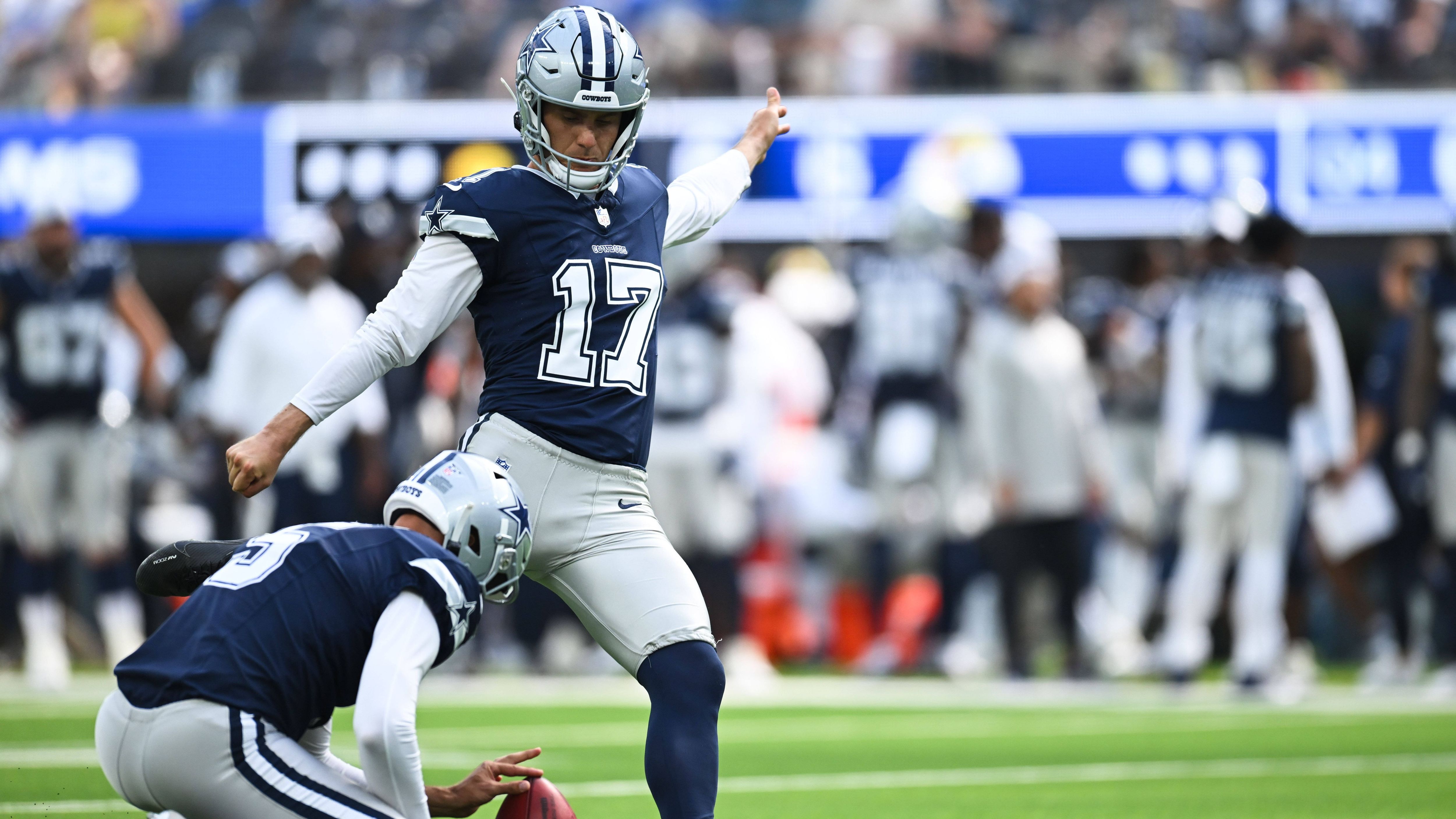 <strong>Brandon Aubrey - 65 Yards</strong>&nbsp;<br>Am 22. September 2024 traf Brandon Aubrey ein Field Goal aus 65 Yards - konnte die 25:28-Niederlage seiner Dallas Cowboys gegen die Baltimore Ravens aber nicht verhindern.