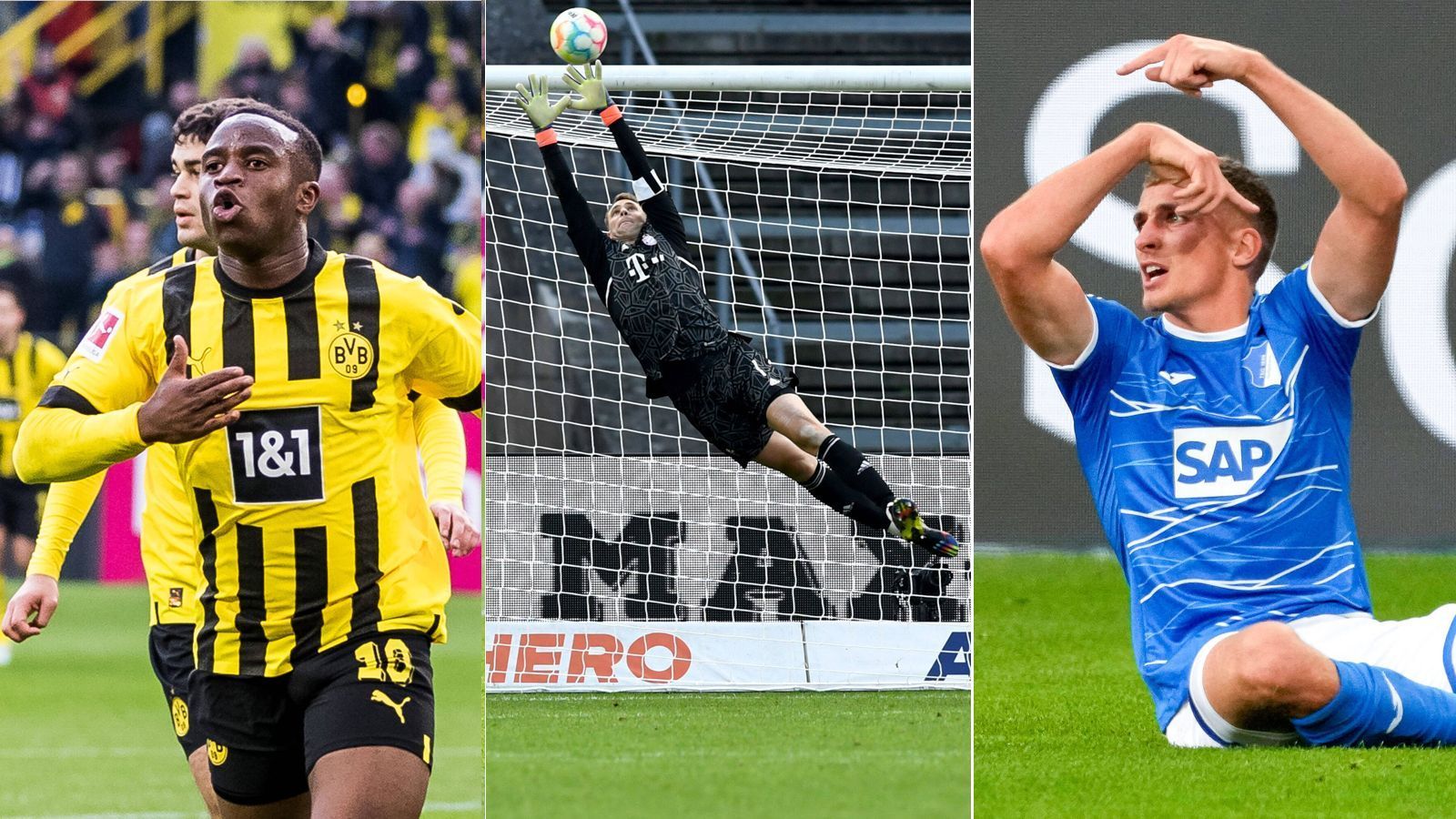 
                <strong>Moukoko-Gala, Comebacks und ein geplatzter WM-Traum</strong><br>
                Wer schafft den Sprung in den deutschen WM-Kader? Am 10. November gibt Bundestrainer Hansi Flick sein Aufgebot bekannt. So ist der 13. Spieltag für viele Kandidaten eine gute Chance gewesen, groß aufzuspielen. Während dies Youssoufa Moukoko vom BVB eindrucksvoll gelingt, ist für einen Hoffenheimer der Traum von der WM geplatzt. Gute Nachrichten gibt es aber dank der Comebacks von Bayern-Leistungsträgern. Bei einem BVB-Sorgenkind steht nach wie vor ein großes Fragezeichen. ran zeigt, welche deutschen WM-Kandidaten besonders auffällig waren.
              