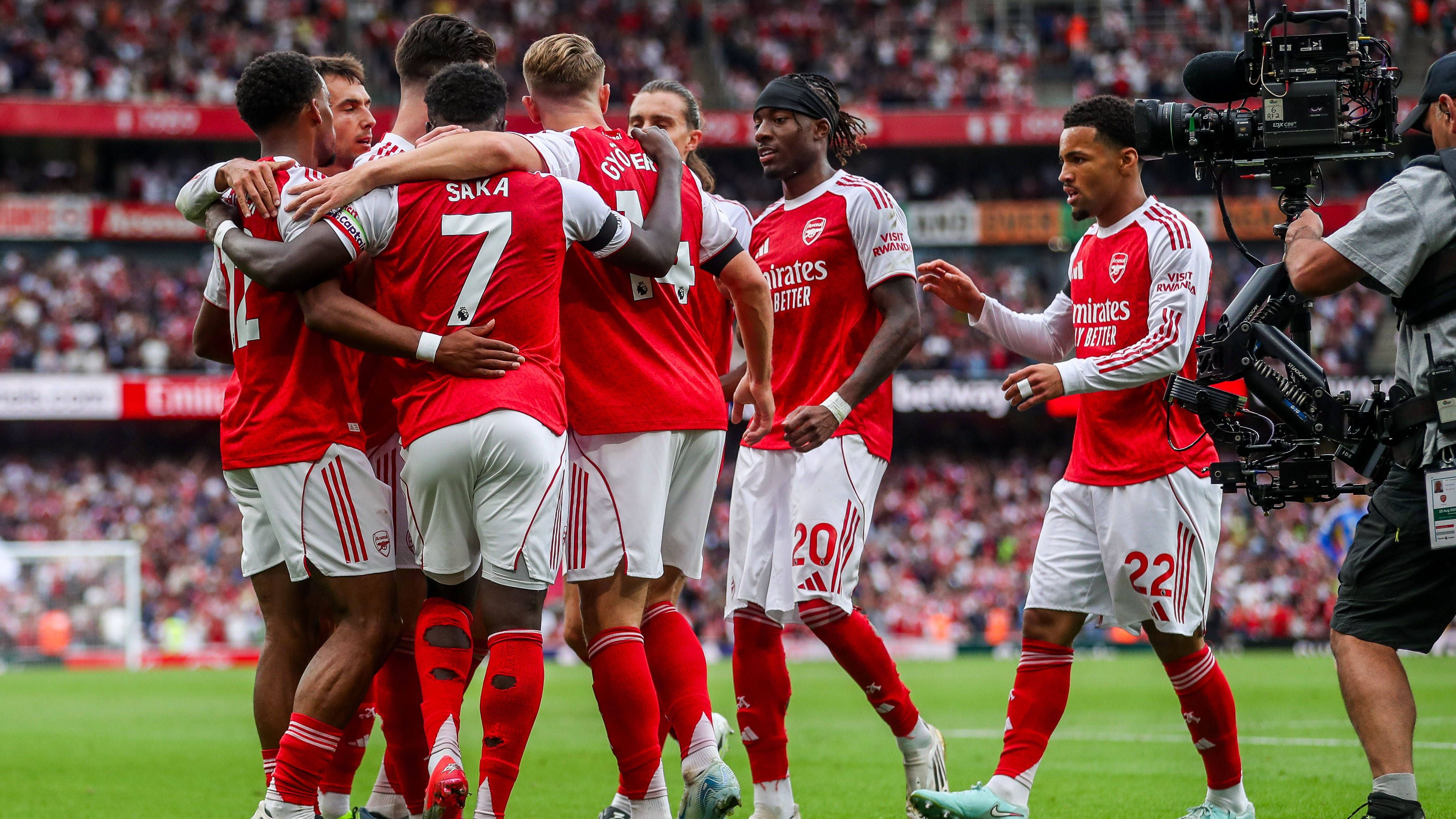 <strong>2. FC Arsenal</strong><br><strong>Kadermarktwert:</strong> 1,33 Milliarden Euro<br><strong>Wertvollster Spieler: </strong>Bukayo Saka, 24 Jahre, Rechtsaußen, 150 Millionen Euro Marktwert (Bild: Rückennummer 7)