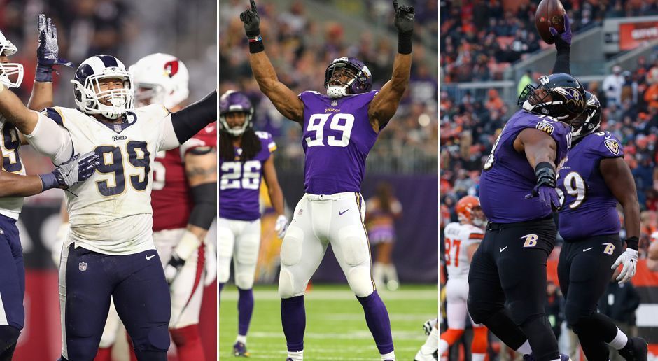 
                <strong>Defense: L.A. Rams/ Minnesota Vikings/ Baltimore Ravens</strong><br>
                In der Defense hattet ihr diese Woche gleich drei Möglichkeiten, um die maximale Punktzahl herauszuholen. Die Rams würden allerdings herausfallen, wenn ihr zuvor bereits deren Rushing Offense gewählt hättet. Da sowohl die Defense der Vikings als auch die der Ravens jeweils einen Touchdown erzielten, konnte man die Rams auf dieser Position jedoch getrost außer acht lassen.Gesamtpunktzahl: 19
              