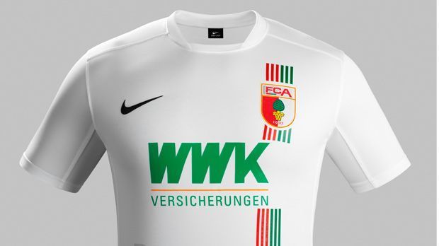 
                <strong>Das neue Heimtrikot des FC Augsburg</strong><br>
                Die Vereinsfarben in dünnen Streifen, sonst keine großen Überraschungen beim Augsburger Dress: Zuhause wird der FCA wieder in weiß auflaufen.
              