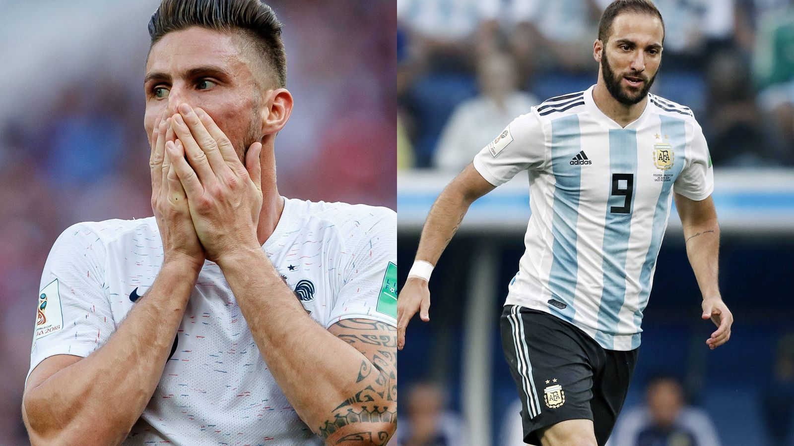 
                <strong>Olivier Giroud vs. Gonzalo Higuain</strong><br>
                Ein nettes Duell, denn beide sind nicht in Form beziehungsweise haben ihren Rhythmus noch nicht gefunden. Giroud harmonisiert nur wenig mit Griezmann, ist nicht wirklich effektiv ins Spiel eingebunden. Aber Giroud hat Dembele im zweiten Spiel gegen Peru verdrängt, das wohl auch als Referenz für das Achtelfinale zu nehmen ist. In einer ähnlichen Situation befindet sich Higuain, der sich bisher nur sehr selten in Szene setzen kann. Aber auch er erhielt den Vorzug im entscheidenden Spiel gegen Nigeria vor Sergio Aguero. Unentschieden. Endstand: 10:4.
              