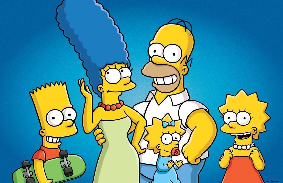 (28. Staffel) - Die Simpsons sind eine nicht alltägliche Familie: Maggie (2.v.r.), Marge (2.v.l.), Lisa (r.), Homer (M.) und Bart (l.) ...