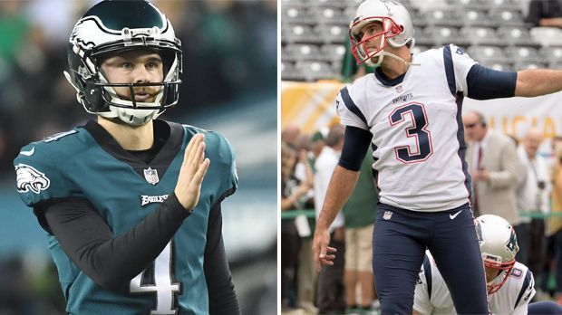 
                <strong>Kicker</strong><br>
                Stephen Gostkowski tritt bei den Patriots die Field Goals, in dieser Saison verwandelte er 37 von 40, also 92,5 Prozent. Eagles-Kicker Jake Elliott schaffte 26 von 31 Versuchen (83,9 Prozent). "Obwohl Elliott bei seinem Franchise-Rekord mit einem 61-Yards-Field-Goald schon bewiesen hat, dass er nervenstark ist und Big Plays im Fuß hat, geht der Punkt an die Pats", sagt Esume. Fazit: Der 23-jährige Elliott spielt eine solide Rookie-Saison, in Sachen Erfahrung hat ihm Gostkowski nicht nur elf Lebensjahre, sondern auch 169 NFL-Spiele und zwei Super-Bowl-Siege voraus. Vorteil New England. 3,5:3,5.
              