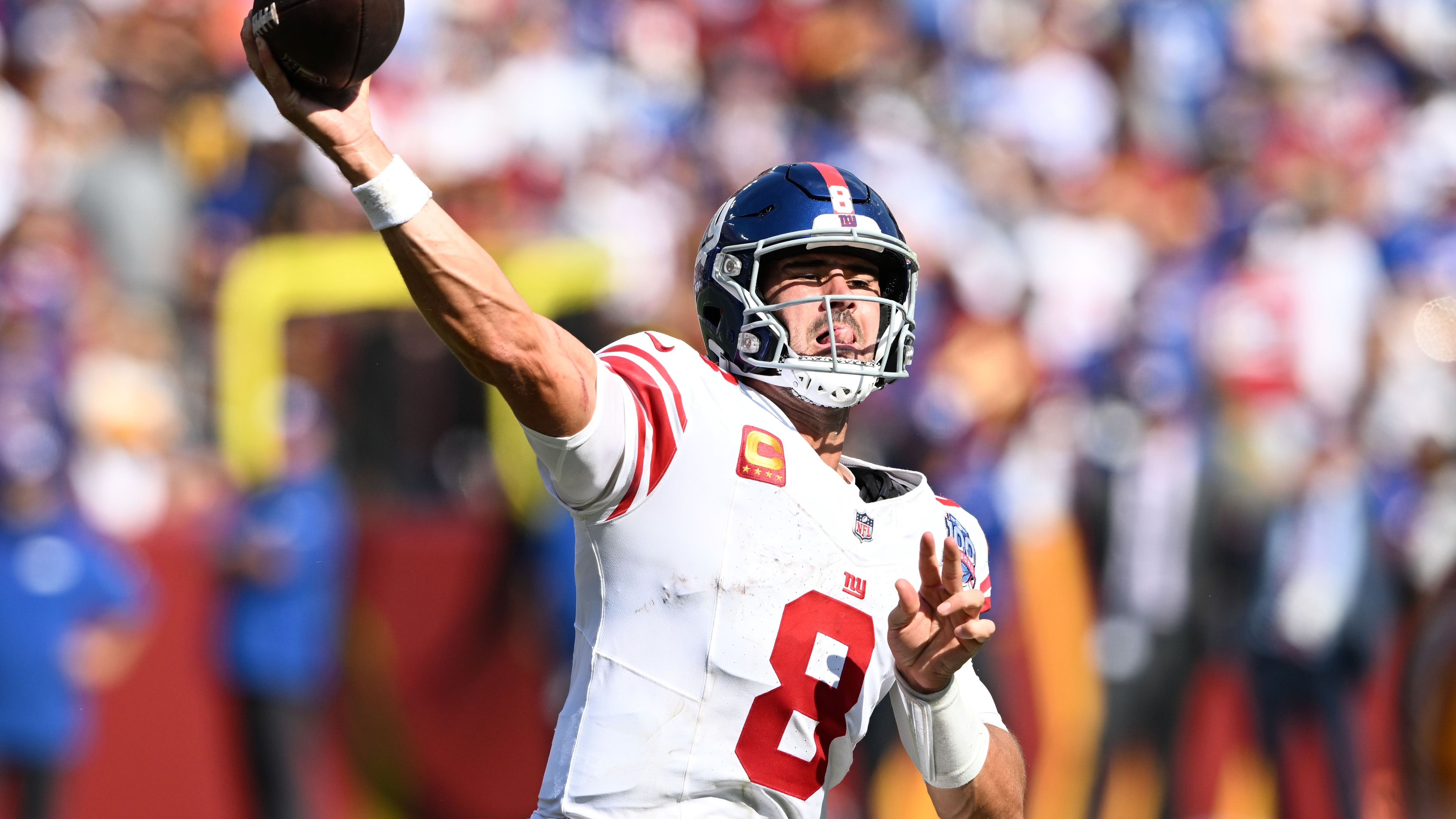 <strong>Daniel Jones (New York Giants)</strong><br> Letzte Interception: Saison 2024, Woche 4<br> Spiele seitdem: 0<br> Passversuche seitdem: <b>0</b>