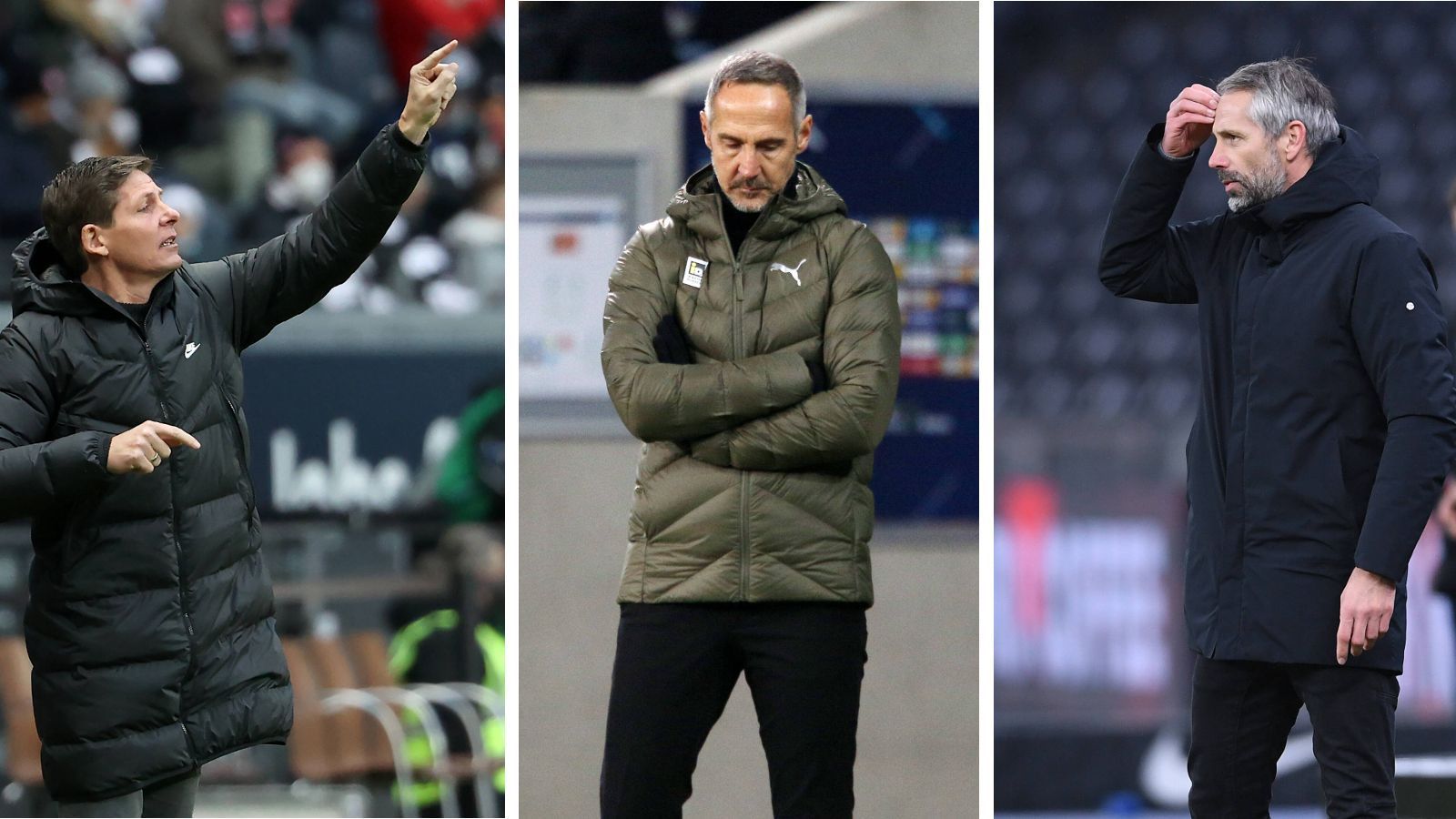 
                <strong>Die Rotations-Trainer der Bundesliga</strong><br>
                Gegen Ende der vergangenen Saison erlebte die Bundesliga mehr Rochaden als bei einer Schach-WM: Adi Hütter verließ Frankfurt und ging nach Gladbach. Dort war Marco Rose in Richtung Dortmund abgewandert. In Wolfsburg verabschiedete sich Oliver Glasner und ersetzte Hütter in Frankfurt. Beim FC Bayern kam Julian Nagelsmann von RB Leipzig. Nach der Hinrunde zieht ran eine Bilanz, wie es den Rotations-Trainern ergangen ist.
              