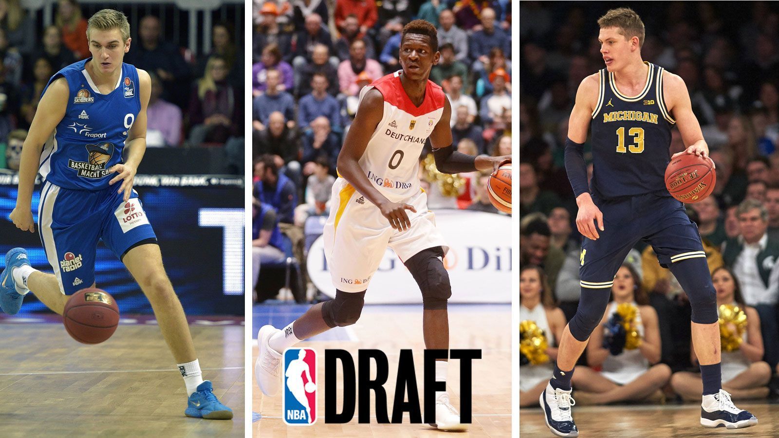 
                <strong>NBA Draft 2018: Das sind die deutschen Talente</strong><br>
                Am 21. Juni findet der NBA Draft 2018 im Barclays Center in Brooklyn statt. Dabei werden die größten Basketall-Talente in zwei Runden von den NBA-Teams ausgewählt. Mit dabei sind unter anderem Spieler aus Deutschland. ran.de stellt sie euch die drei deutschen Talente vor.
              