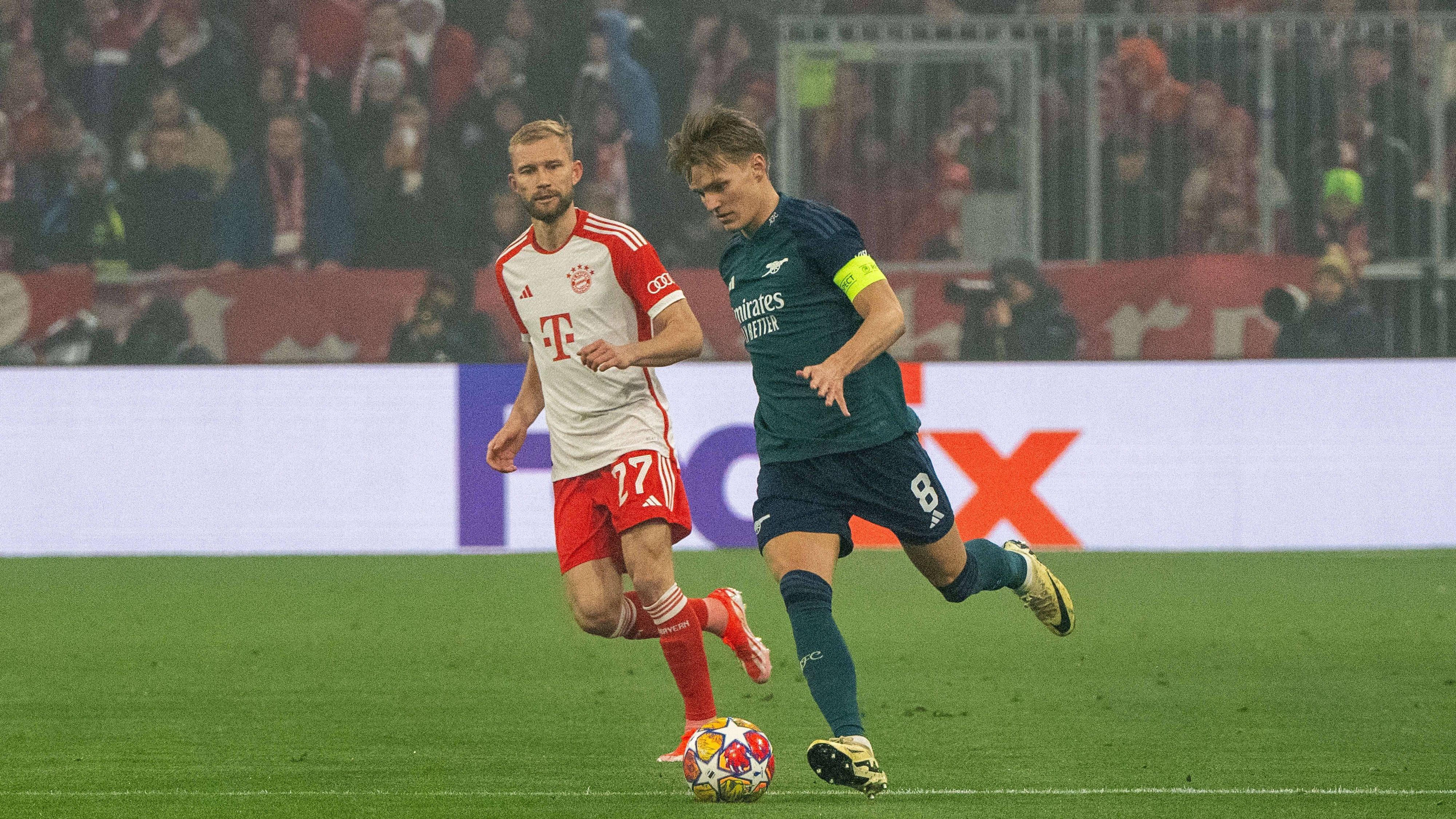 <strong>Martin Ödegaard (FC Arsenal)</strong><br> Der Arsenal-Kapitän ist bemüht, das Spiel seiner Mannschaft im Mittelfeld zu organisieren. Bei seinem wuchtigen Schuss aus 25 Metern nach einer halben Stunde muss Neuer immerhin nachfassen. Obwohl der Norweger viel Aufwand betreibt, ist der Ertrag letztlich gering. <strong><em>ran</em></strong>-Note: 4