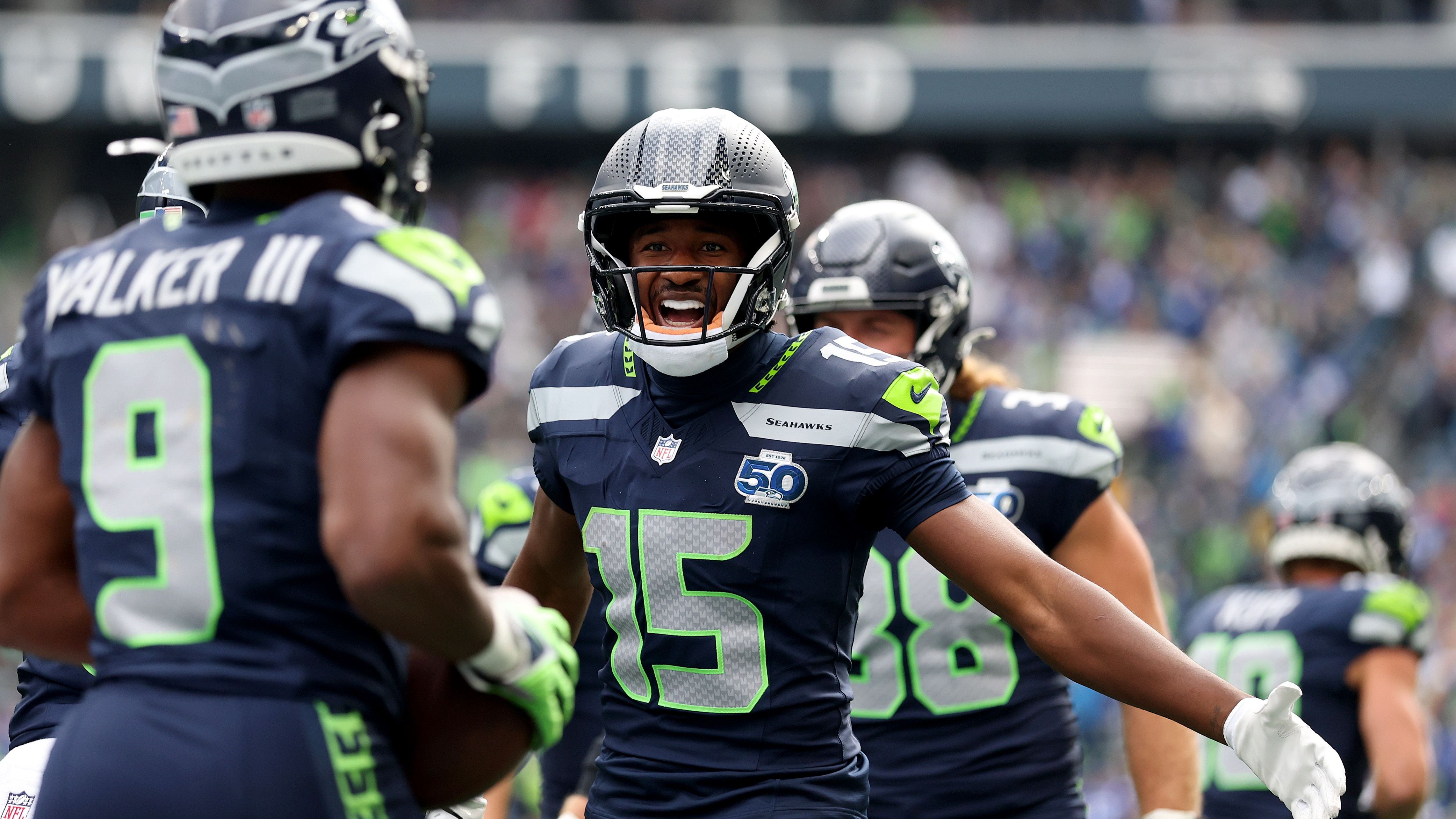 <strong>Seattle Seahawks</strong><br>Saison 2025<br>Am 21.09.2025 im Spiel gegen die New Orleans Saints<br>Endergebnis: 44-13