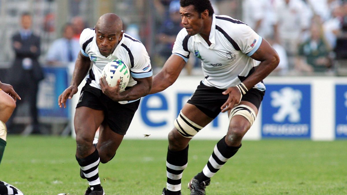 Mosese Rauluni (Fidschi Inseln, li.) am Ball - PUBLICATIONxNOTxINxFRAxITA (pan22663) Rugby Länderspiel Herren WM 2007, Nationalteam, Nationaltrikot, Viertelfinale, Fidschi Inseln Gruppe Marseille D...