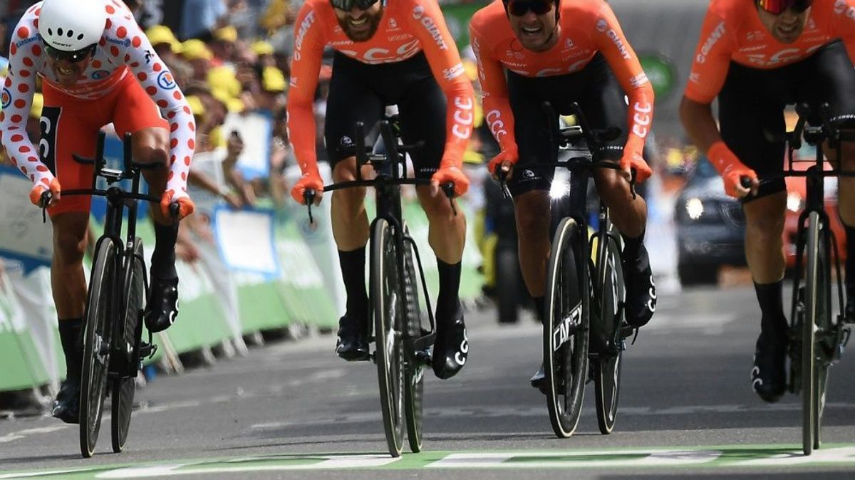 Das Profi-Radsportteam CCC bei der Tour de France 2019