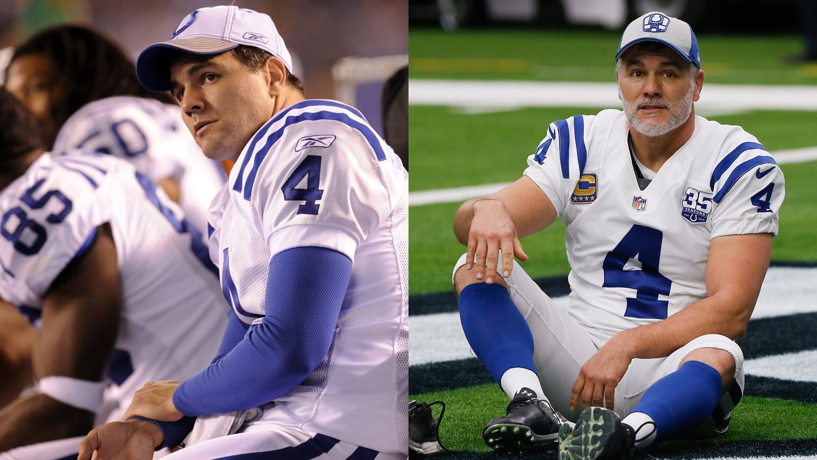 
                <strong>Adam Vinatieri 2009 und heute</strong><br>
                Die Zeit nagt an jedem. Auch am ewig-jungen Colts-Kicker Adam Vinatieri. Immerhin: In den letzten Jahren hat er es zum Spieler mit den meisten Punkten in der NFL-Geschichte gebracht. Vier Super-Bowl-Siege waren schließlich nicht genug. 
              