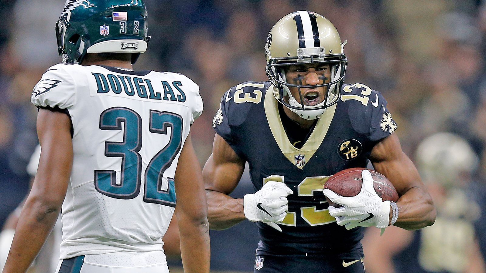 
                <strong>Gewinner: Michael Thomas</strong><br>
                Michael Thomas ist 2018/19 nicht zu stoppen. Der Wide Receiver der New Orleans Saints verbucht beim 20:14 gegen die Philadelphia Eagles zwölf Catches für 171 Yards und einen Touchdown. Vor allem im schon jetzt legendären 11-Minuten-Drive der Saints im dritten Quarter ist der 25-Jährige der Go-to-Guy von Quarterback Drew Brees. Bereits in der Regular Season war Thomas mit 125 Receptions der Beste seines Fachs - in den Playoffs macht er einfach so weiter.
              