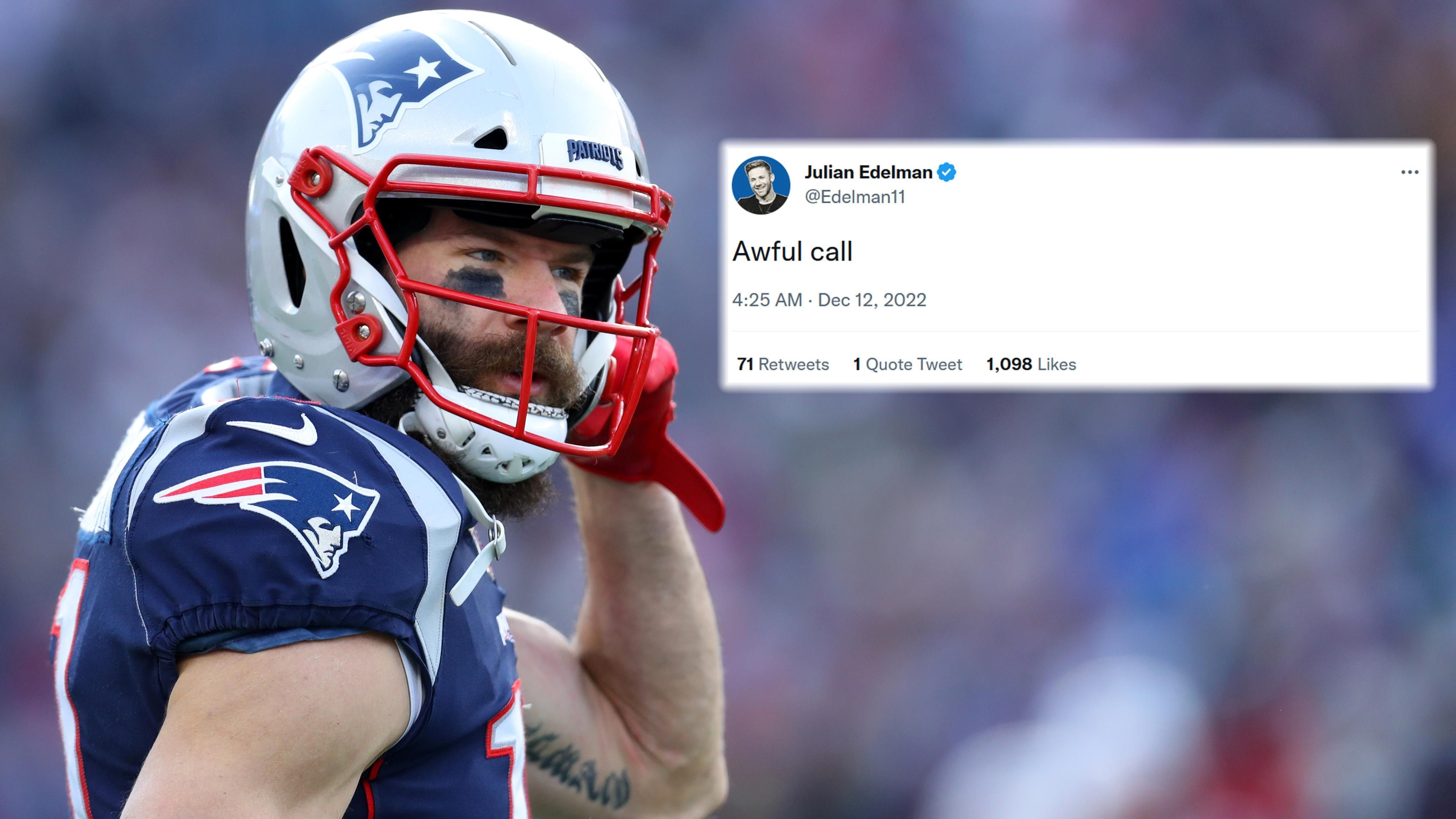 
                <strong>Julian Edelman</strong><br>
                Auch ein ehemaliger NFL-Spieler äußerte sich in den sozialen Medien zu der Entscheidung und hielt sich dabei recht kurz. "Furchtbarer Call", schrieb Julian Edelman - Ex-Wide-Receiver der New England Patriots - auf Twitter.
              