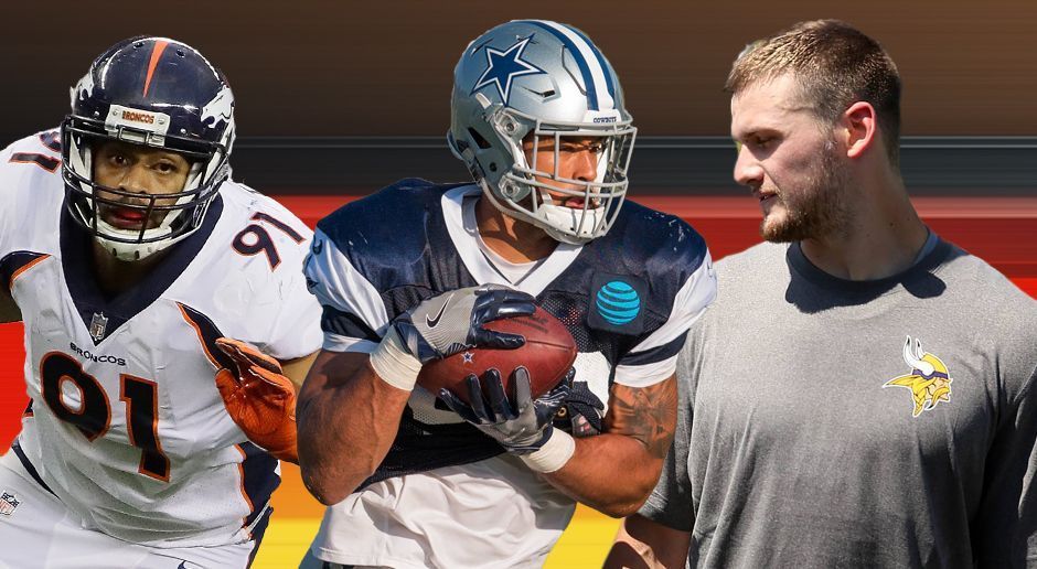 
                <strong>Roster Projections: So stehen die Chancen der deutschen NFL-Profis</strong><br>
                Mit Mark Nzeocha (Dallas Cowboys), Kasim Edebali (Denver Broncos), Kevin Davis (Los Angeles Rams) und Moritz Böhringer (Minnesota Vikings) stehen momentan vier deutsche NFL-Profis in den 90-Mann-Rostern verschiedener Teams und dürfen sich Hoffnungen auf einen Platz im finalen Kader machen. Eric Nzeocha steht momentan zwar ebenfalls bei den Tampa Bay Buccaneers unter Vertrag, darf 2017 aber noch nicht in der Regular-Season eingesetzt werden. Die Bucs sind eines von vier Teams, das einen zusätzlichen Nicht-Amerikaner in ihr Practice Squad aufnehmen durfte. Dort kann er sich beweisen, darf aber, außer in der Preseason, nicht spielen. ran.de beleuchtet die Chancen der Deutschen auf einen Kaderplatz.
              