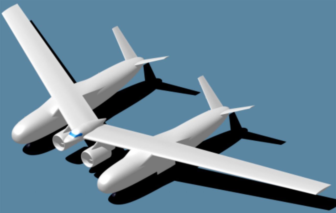 Etwas anders sieht der Entwurf von Northrop Grumman aus. Ihr Modell verfügt über zwei Rümpfe und kann somit auch mehr Passagiere transportieren.