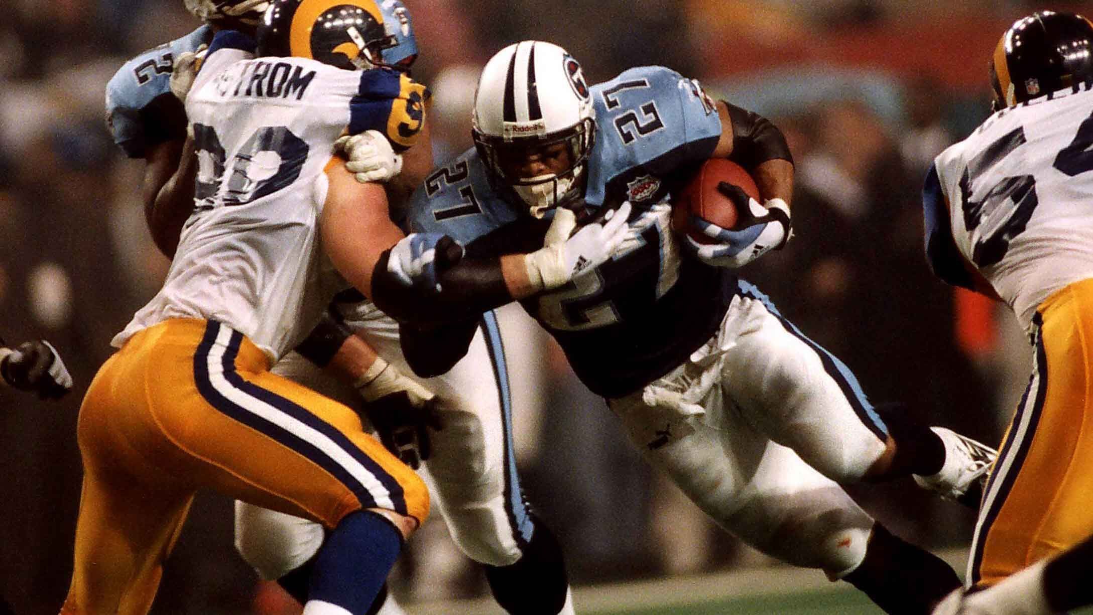 
                <strong>Tennessee Titans: Eddie George</strong><br>
                10.009 Yards bei 2.733 Runs - 64 Touchdowns
              