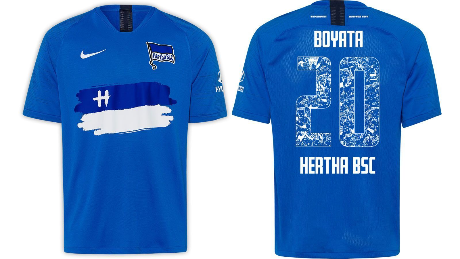 
                <strong>Hertha BSC (Sondertrikot "Wo die Fahnen Blau-Weiß weh'n")</strong><br>
                "Wir vermissen euch, eure Gesänge und vor allem die Gänsehaut-Momente im Stadion. Mit unserem neuen Sondertrikot tragen wir euch ab jetzt auf unserem Rücken", erklärte die Berliner Hertha auf ihrem Twitter-Kanal und präsentierte gleichzeitig ihr neues Leibchen mit dem Namen "Wo die Fahnen Blau-Weiß weh'n". Auf der Brust ist eine blau-weiße Hertha-Fahne zu sehen, ein Fahnenmeer schmückt derweil die weißen Rückennummern. Der Titel des Leibchens leitet sich übrigens aus einer auf den Verein umgedichteten Version des "Leierkastenmann"-Lieds ab. 
              