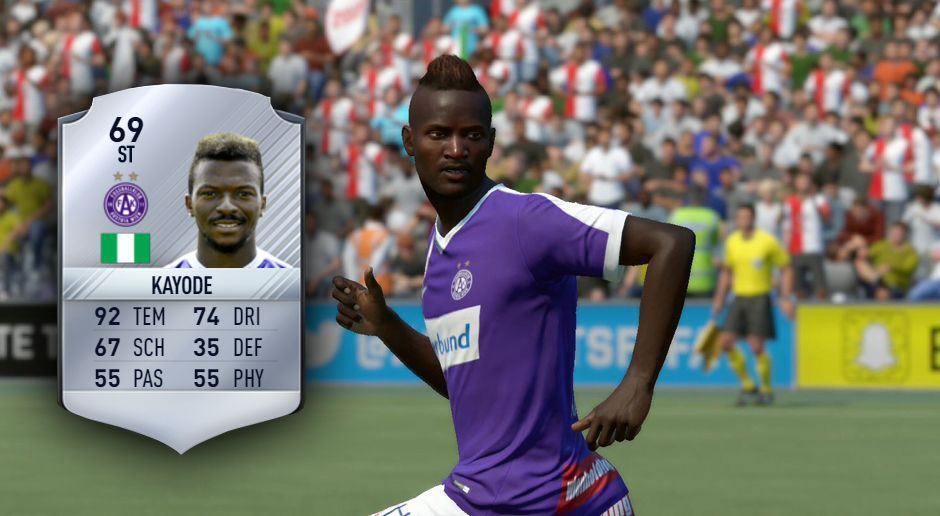 
                <strong>Olarenwaju Kayode – tipico Bundesliga (Österreich)</strong><br>
                Kayode schoss mehr Tore als jeder andere Spieler in Österreich. In FIFA 17 liegt seine Gesamtbewertung noch bei 69. Die 17 Treffer in der vergangenen Saison werden diesen Wert aber sicherlich rapide steigen lassen.
              