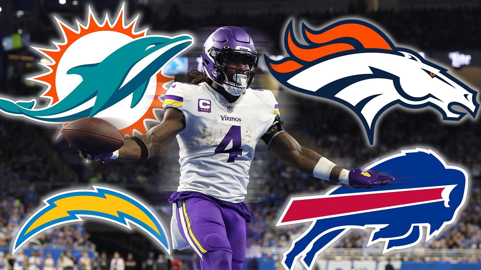 
                <strong>Landing Spots für Dalvin Cook: Running Back will um den Super Bowl spielen</strong><br>
                Nachdem lange Zeit Trade-Gerüchte in den Medien kursiert hatten, wurde Dalvin Cook Anfang Juni von den Minnesota Vikings entlassen. Nun befindet sich der Running Back, der in den vergangenen vier Jahren jeweils über 1.000 Rushing Yards verbuchte, auf der Suche nach einem neuen Team. Laut eigener Aussage würde er gerne um den Super Bowl spielen - doch wo könnte dies am besten gelingen?. ran zeigt mögliche Landing Spots für Cook auf. (Stand: 11. Juli 2023)
              