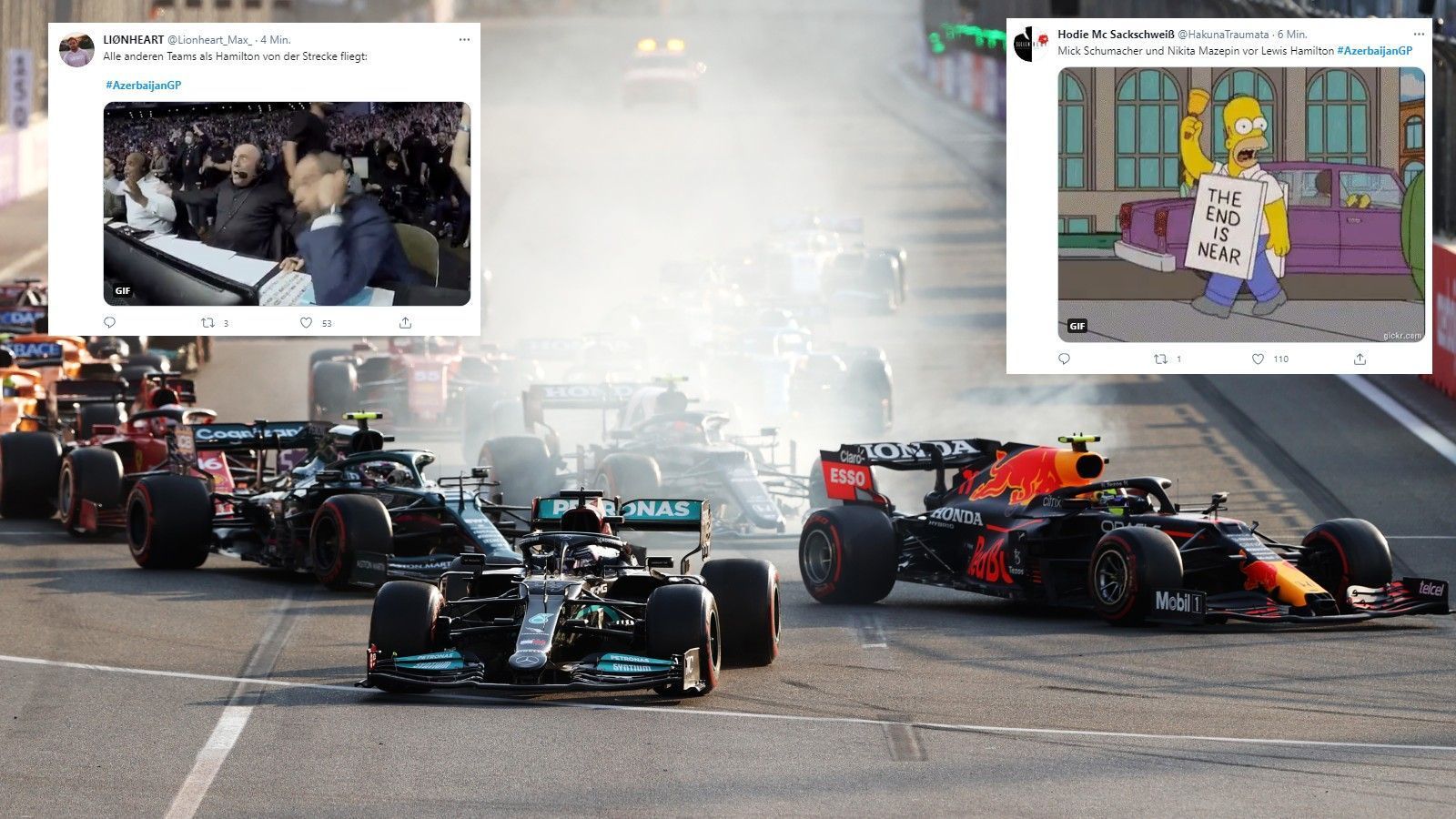 
                <strong>Hamilton fliegt ab</strong><br>
                Nach dem Abflug von Verstappen wird das Rennen lange unterbrochen. Die noch verbleibenden zwei Runden werden stehend gestartet, sehr zum Leidwesen von Lewis Hamilton. Der Brite fliegt völlig überraschend von der Strecke ab wird am Ende 15.
              